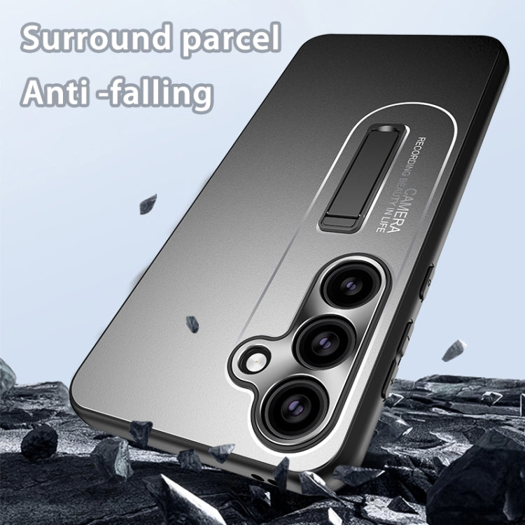 For Samsung Galaxy S24 Ultra 5G Frosted Metal Hybrid TPU Holder Phone Case(Blue) - Galaxy S24 Ultra 5G Cases by PMC TechLife | Online Shopping South Africa | PMC TechLife