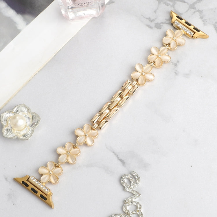 For Apple Watch SE 2023 40mm 5-petaled Flower Zinc Alloy Chain Watch Band(Gold) - free shipping - PMC TechLife - Order now!