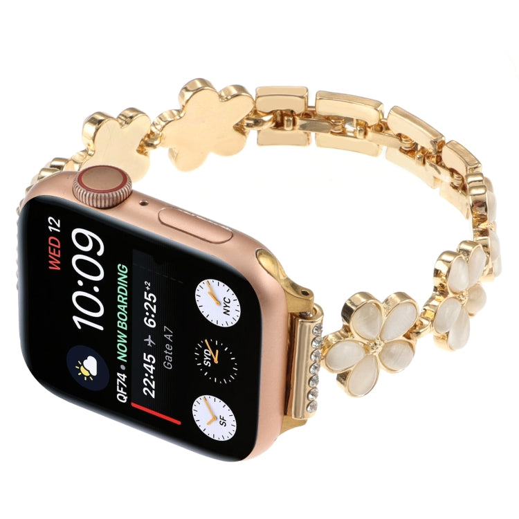 For Apple Watch Ultra 2 49mm 5-petaled Flower Zinc Alloy Chain Watch Band(Gold) - Watch Bands by PMC TechLife | Online Shopping South Africa | PMC TechLife