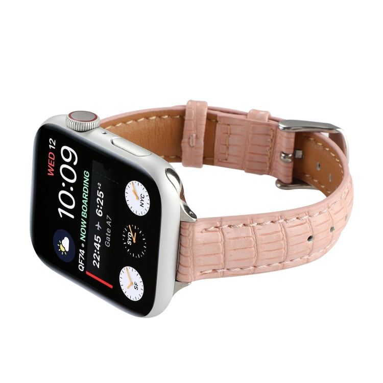 For Apple Watch Ultra 2 49mm Slim Crocodile Leather Watch Band(Pink) - Watch Bands by PMC TechLife | Online Shopping South Africa | PMC TechLife | Buy Now Pay Later Mobicred