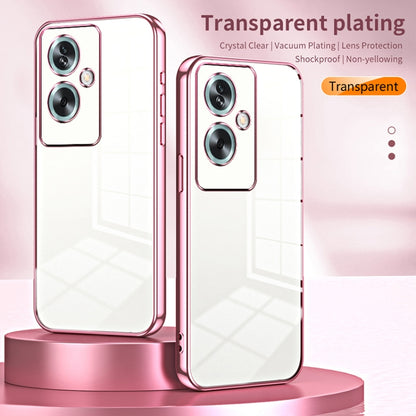 For OPPO A79 5G / A2 Transparent Plating Fine Hole Phone Case(Pink) - OPPO Cases by PMC Jewellery | Online Shopping South Africa | PMC Jewellery | Buy Now Pay Later Mobicred