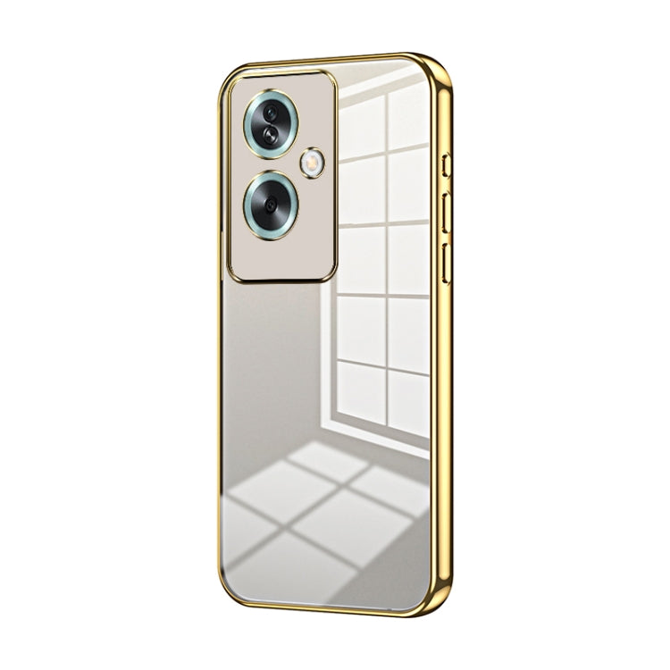 For OPPO A79 5G / A2 Transparent Plating Fine Hole Phone Case(Gold) - OPPO Cases by PMC Jewellery | Online Shopping South Africa | PMC Jewellery | Buy Now Pay Later Mobicred