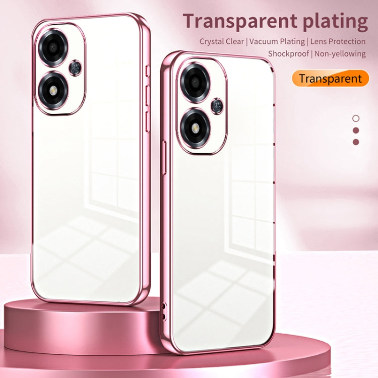 For OPPO A2m Transparent Plating Fine Hole Phone Case(Pink) - OPPO Cases by PMC Jewellery | Online Shopping South Africa | PMC Jewellery | Buy Now Pay Later Mobicred