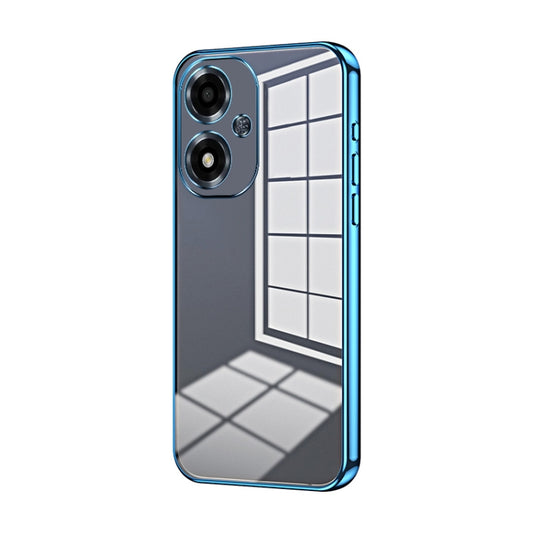 For OPPO A2m Transparent Plating Fine Hole Phone Case(Blue) - OPPO Cases by PMC Jewellery | Online Shopping South Africa | PMC Jewellery | Buy Now Pay Later Mobicred