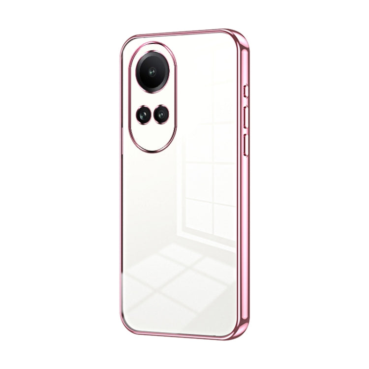 For OPPO Reno10 5G/Reno10 Pro 5G Global Transparent Plating Fine Hole Phone Case(Pink) - OPPO Cases by PMC Jewellery | Online Shopping South Africa | PMC Jewellery | Buy Now Pay Later Mobicred