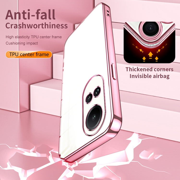 For OPPO Reno10 5G/Reno10 Pro 5G Global Transparent Plating Fine Hole Phone Case(Pink) - OPPO Cases by PMC TechLife | Online Shopping South Africa | PMC TechLife | Buy Now Pay Later Mobicred