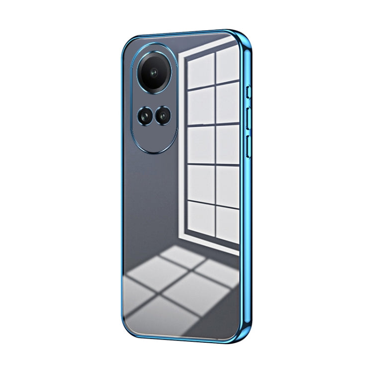 For OPPO Reno10 5G/Reno10 Pro 5G Global Transparent Plating Fine Hole Phone Case(Blue) - OPPO Cases by PMC Jewellery | Online Shopping South Africa | PMC Jewellery | Buy Now Pay Later Mobicred