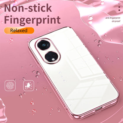 For OPPO Reno8 T 5G Transparent Plating Fine Hole Phone Case(Purple) - OPPO Cases by PMC Jewellery | Online Shopping South Africa | PMC Jewellery | Buy Now Pay Later Mobicred