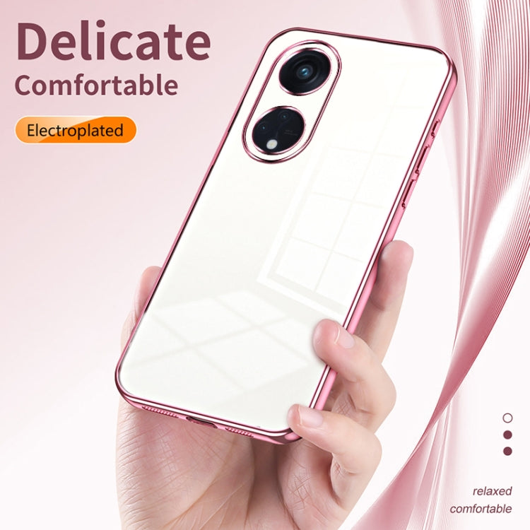 For OPPO Reno8 T 5G Transparent Plating Fine Hole Phone Case(Transparent) - OPPO Cases by PMC Jewellery | Online Shopping South Africa | PMC Jewellery | Buy Now Pay Later Mobicred