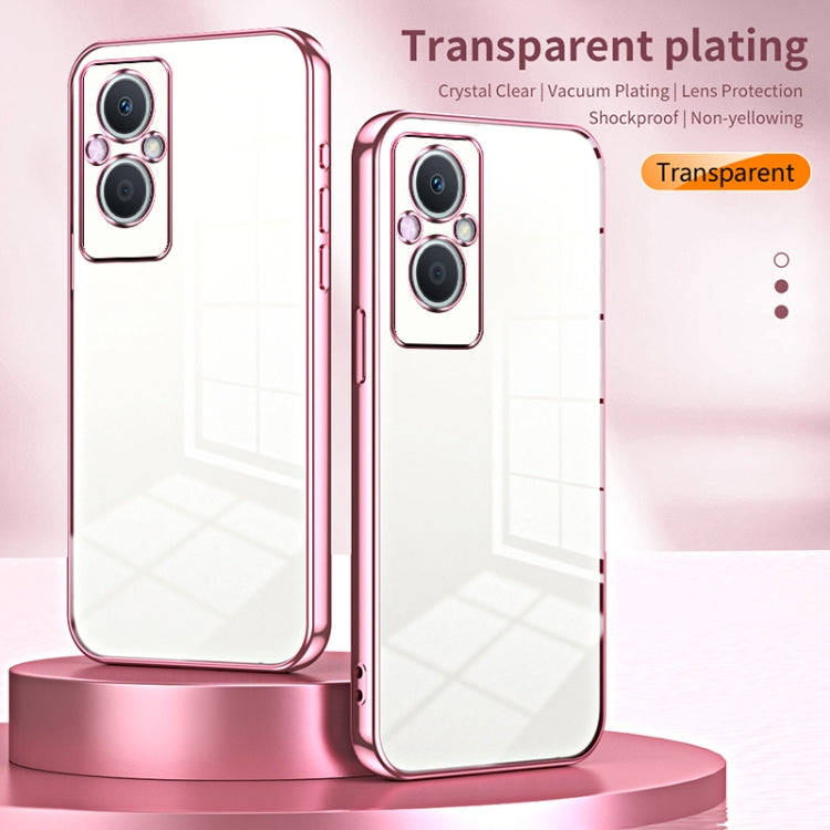 For OPPO Reno7 Z 5G / F21 Pro 5G Transparent Plating Fine Hole Phone Case(Purple) - OPPO Cases by PMC TechLife | Online Shopping South Africa | PMC TechLife | Buy Now Pay Later Mobicred