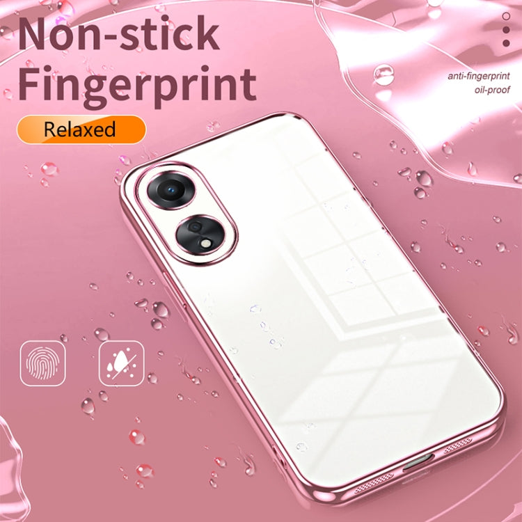 For OPPO A58 5G / A58x 5G Transparent Plating Fine Hole Phone Case(Purple) - OPPO Cases by PMC TechLife | Online Shopping South Africa | PMC TechLife | Buy Now Pay Later Mobicred