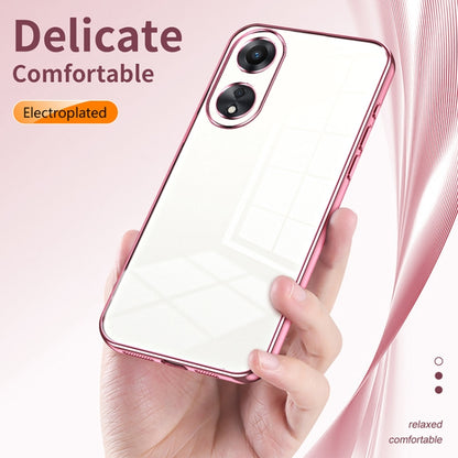 For OPPO A58 5G / A58x 5G Transparent Plating Fine Hole Phone Case(Purple) - OPPO Cases by PMC Jewellery | Online Shopping South Africa | PMC Jewellery | Buy Now Pay Later Mobicred