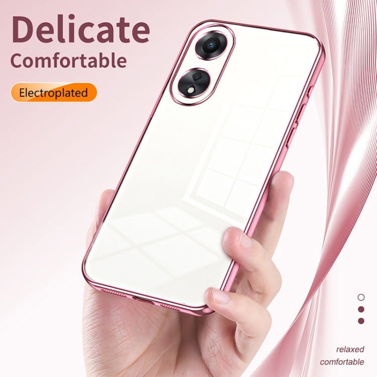 For OPPO A58 5G / A58x 5G Transparent Plating Fine Hole Phone Case(Gold) - OPPO Cases by PMC Jewellery | Online Shopping South Africa | PMC Jewellery | Buy Now Pay Later Mobicred