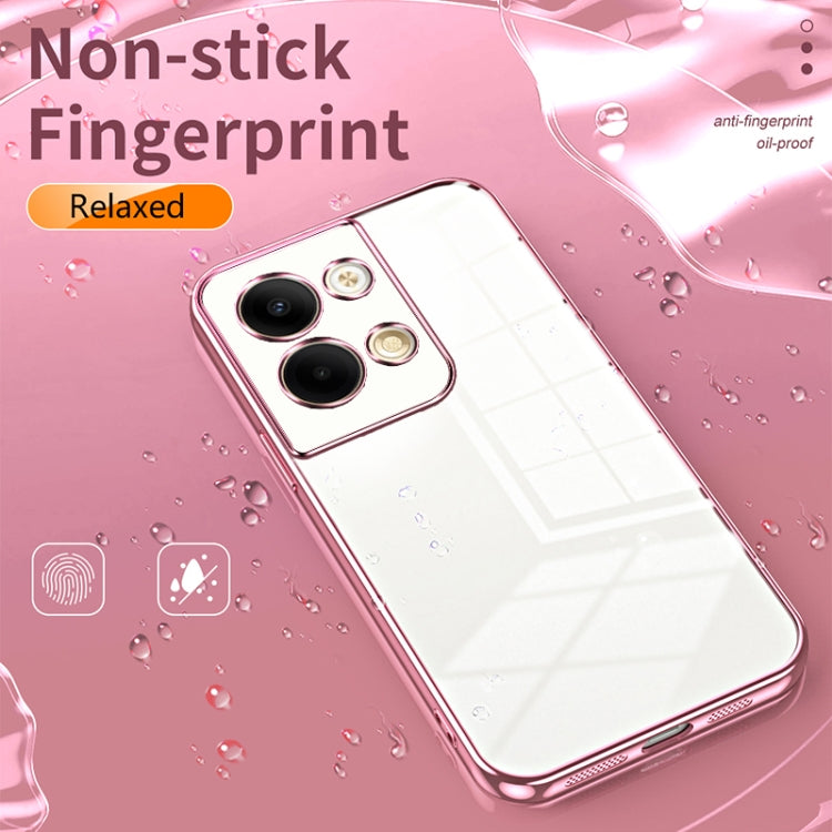 For OPPO Reno9 / Reno9 Pro Transparent Plating Fine Hole Phone Case(Pink) - OPPO Cases by PMC TechLife | Online Shopping South Africa | PMC TechLife | Buy Now Pay Later Mobicred