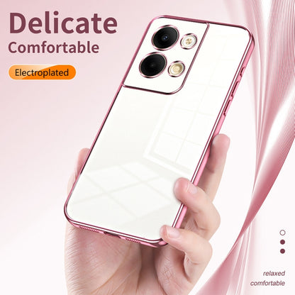 For OPPO Reno9 / Reno9 Pro Transparent Plating Fine Hole Phone Case(Gold) - OPPO Cases by PMC Jewellery | Online Shopping South Africa | PMC Jewellery | Buy Now Pay Later Mobicred