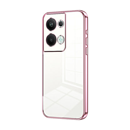 For OPPO Reno9 Pro+ Transparent Plating Fine Hole Phone Case(Pink) - OPPO Cases by PMC Jewellery | Online Shopping South Africa | PMC Jewellery | Buy Now Pay Later Mobicred