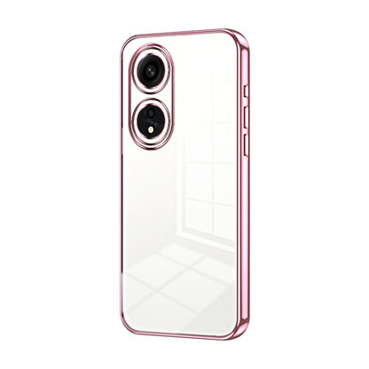 For OPPO A1 Pro Transparent Plating Fine Hole Phone Case(Pink) - OPPO Cases by PMC Jewellery | Online Shopping South Africa | PMC Jewellery | Buy Now Pay Later Mobicred