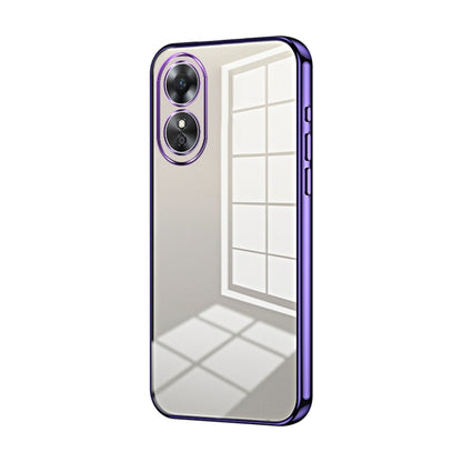 For OPPO A17 / A17K Transparent Plating Fine Hole Phone Case(Purple) - OPPO Cases by PMC Jewellery | Online Shopping South Africa | PMC Jewellery | Buy Now Pay Later Mobicred