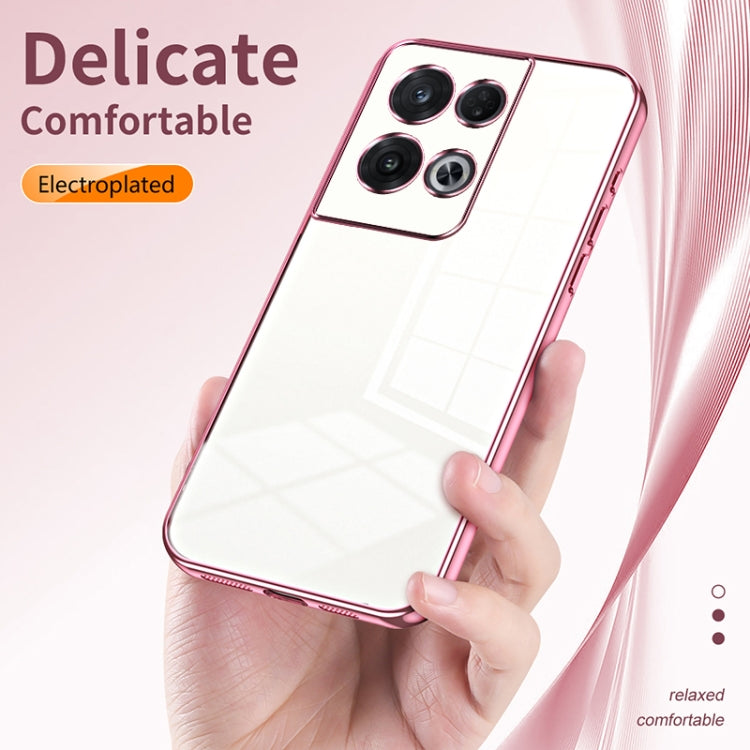 For OPPO Reno8 Pro Transparent Plating Fine Hole Phone Case(Gold) - OPPO Cases by PMC Jewellery | Online Shopping South Africa | PMC Jewellery | Buy Now Pay Later Mobicred