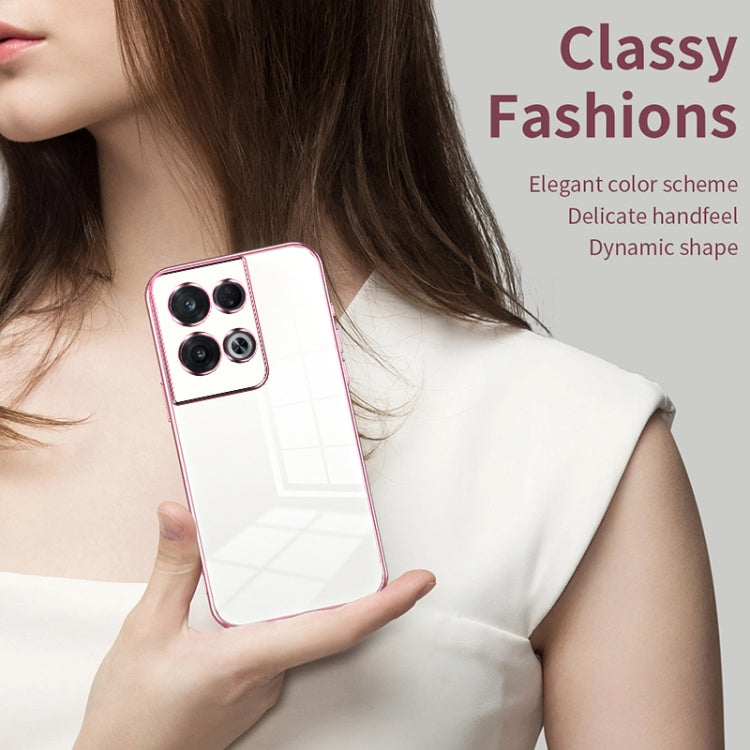 For OPPO Reno8 Pro Transparent Plating Fine Hole Phone Case(Silver) - OPPO Cases by PMC TechLife | Online Shopping South Africa | PMC TechLife | Buy Now Pay Later Mobicred