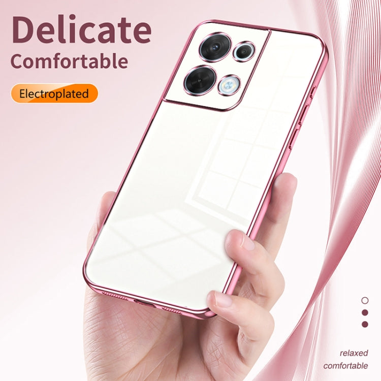 For OPPO Reno8 Transparent Plating Fine Hole Phone Case(Pink) - OPPO Cases by PMC Jewellery | Online Shopping South Africa | PMC Jewellery | Buy Now Pay Later Mobicred