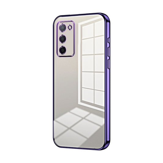 For OPPO A55 5G / A56 / A53s 5G Transparent Plating Fine Hole Phone Case(Purple) - OPPO Cases by PMC Jewellery | Online Shopping South Africa | PMC Jewellery | Buy Now Pay Later Mobicred