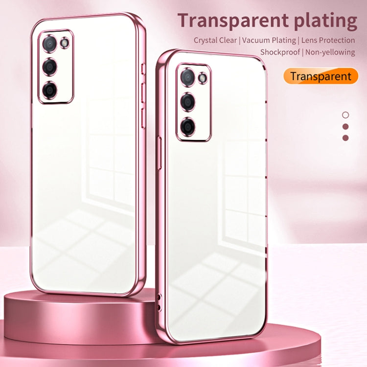 For OPPO A55 5G / A56 / A53s 5G Transparent Plating Fine Hole Phone Case(Transparent) - OPPO Cases by PMC Jewellery | Online Shopping South Africa | PMC Jewellery | Buy Now Pay Later Mobicred