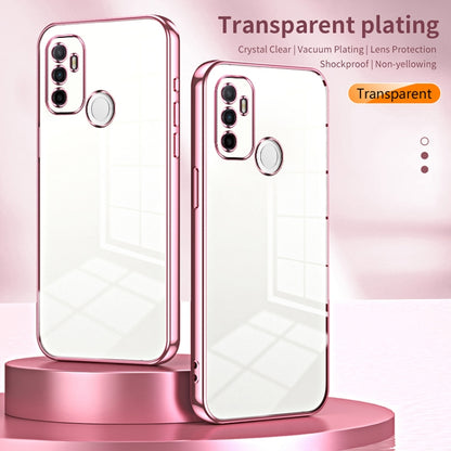 For OPPO A53 2020 / A32 / A11s  Transparent Plating Fine Hole Phone Case(Pink) - OPPO Cases by PMC Jewellery | Online Shopping South Africa | PMC Jewellery | Buy Now Pay Later Mobicred