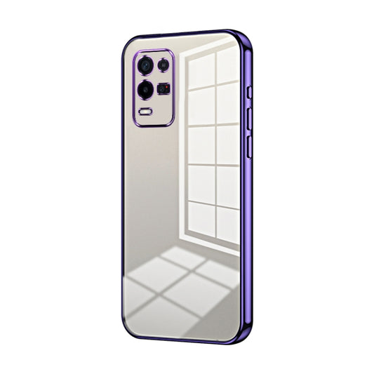 For OPPO K9x Transparent Plating Fine Hole Phone Case(Purple) - OPPO Cases by PMC Jewellery | Online Shopping South Africa | PMC Jewellery | Buy Now Pay Later Mobicred