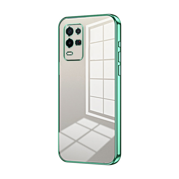 For OPPO K9x Transparent Plating Fine Hole Phone Case(Green) - OPPO Cases by PMC Jewellery | Online Shopping South Africa | PMC Jewellery | Buy Now Pay Later Mobicred