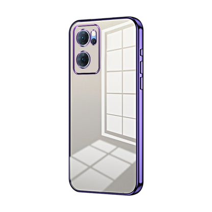 For OPPO Reno7 5G Transparent Plating Fine Hole Phone Case(Purple) - OPPO Cases by PMC Jewellery | Online Shopping South Africa | PMC Jewellery | Buy Now Pay Later Mobicred