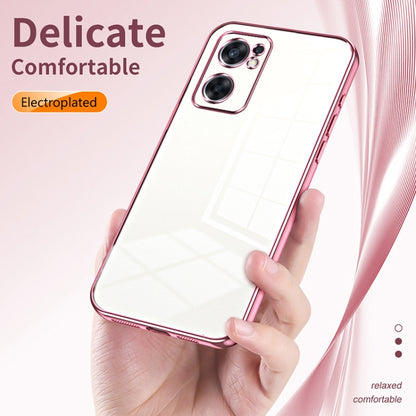 For OPPO Reno7 SE Transparent Plating Fine Hole Phone Case(Silver) - OPPO Cases by PMC Jewellery | Online Shopping South Africa | PMC Jewellery | Buy Now Pay Later Mobicred