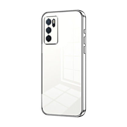 For OPPO A16 / A16s / A54s Transparent Plating Fine Hole Phone Case(Silver) - OPPO Cases by PMC Jewellery | Online Shopping South Africa | PMC Jewellery | Buy Now Pay Later Mobicred