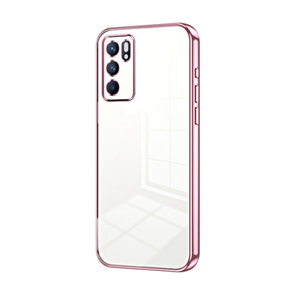 For OPPO Reno6 Indian / Malay Transparent Plating Fine Hole Phone Case(Pink) - OPPO Cases by PMC Jewellery | Online Shopping South Africa | PMC Jewellery | Buy Now Pay Later Mobicred