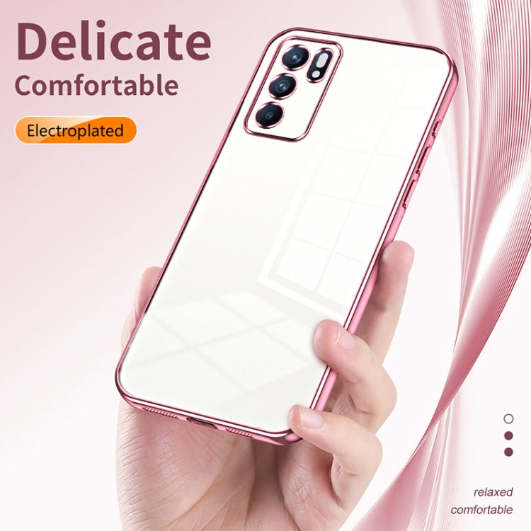 For OPPO Reno6 Indian / Malay Transparent Plating Fine Hole Phone Case(Pink) - OPPO Cases by PMC Jewellery | Online Shopping South Africa | PMC Jewellery | Buy Now Pay Later Mobicred