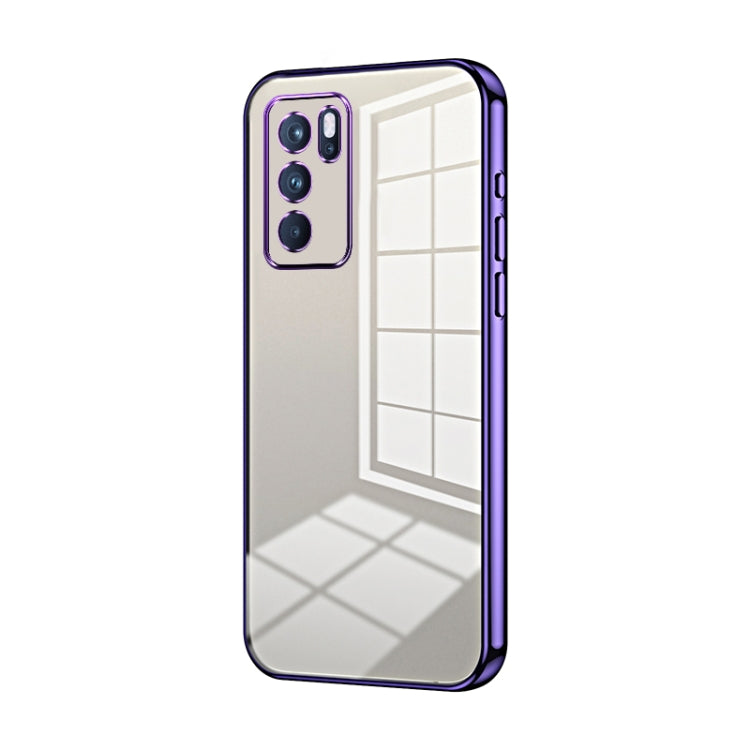 For OPPO Reno6 Pro Indian  Transparent Plating Fine Hole Phone Case(Purple) - OPPO Cases by PMC Jewellery | Online Shopping South Africa | PMC Jewellery | Buy Now Pay Later Mobicred