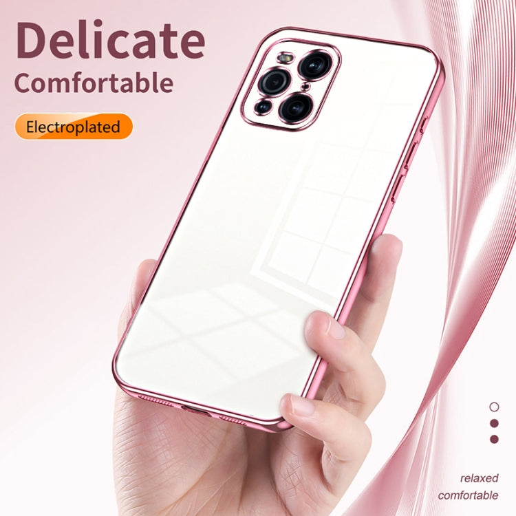 For OPPO Find X3 / Find X3 Pro Transparent Plating Fine Hole Phone Case(Pink) - OPPO Cases by PMC TechLife | Online Shopping South Africa | PMC TechLife | Buy Now Pay Later Mobicred