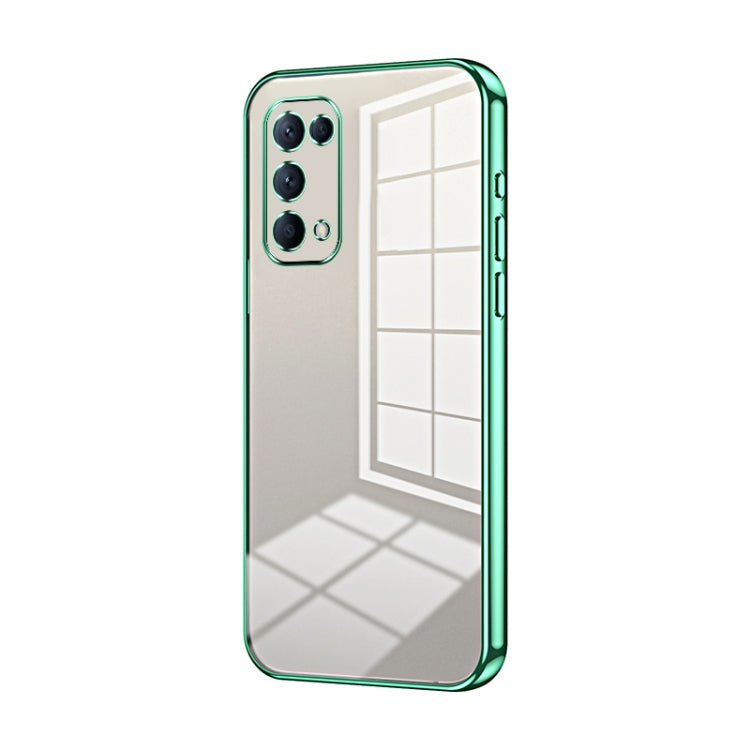 For OPPO Reno5 4G/5G / Reno5 K Transparent Plating Fine Hole Phone Case(Green) - OPPO Cases by PMC Jewellery | Online Shopping South Africa | PMC Jewellery | Buy Now Pay Later Mobicred