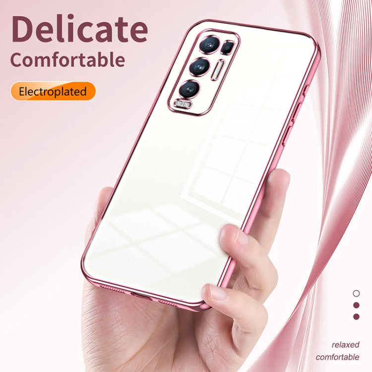 For OPPO Reno5 Pro+ Transparent Plating Fine Hole Phone Case(Pink) - OPPO Cases by PMC Jewellery | Online Shopping South Africa | PMC Jewellery | Buy Now Pay Later Mobicred