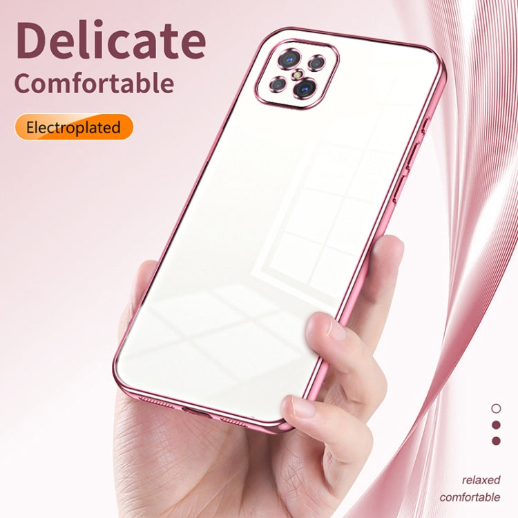 For OPPO A92s / Reno4 Z 5G Transparent Plating Fine Hole Phone Case(Pink) - OPPO Cases by PMC TechLife | Online Shopping South Africa | PMC TechLife | Buy Now Pay Later Mobicred
