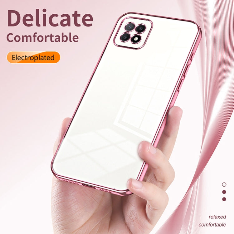 For OPPO A72 5G / A73 5G Transparent Plating Fine Hole Phone Case(Black) - OPPO Cases by PMC TechLife | Online Shopping South Africa | PMC TechLife | Buy Now Pay Later Mobicred