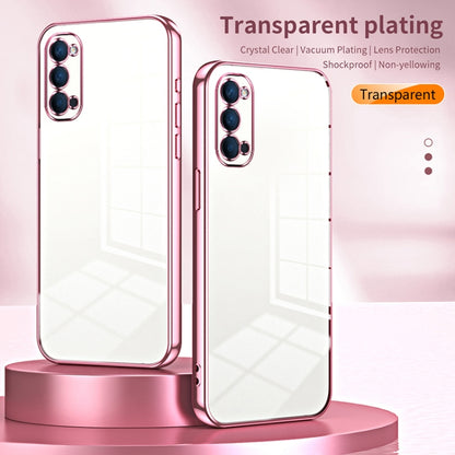 For OPPO Reno4 Transparent Plating Fine Hole Phone Case(Pink) - OPPO Cases by PMC Jewellery | Online Shopping South Africa | PMC Jewellery | Buy Now Pay Later Mobicred
