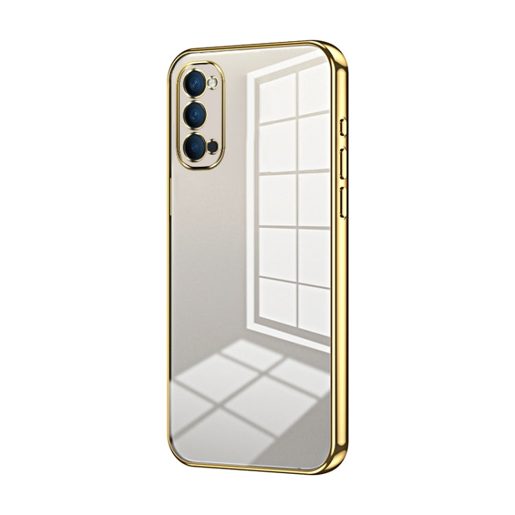 For OPPO Reno4 Transparent Plating Fine Hole Phone Case(Gold) - OPPO Cases by PMC Jewellery | Online Shopping South Africa | PMC Jewellery | Buy Now Pay Later Mobicred