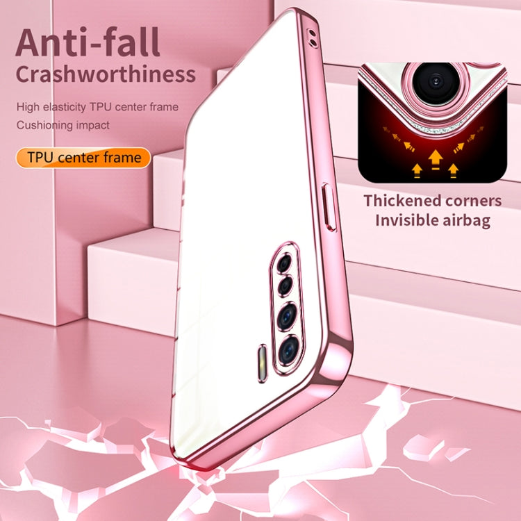 For OPPO Reno3 4G / F15 / A91 Transparent Plating Fine Hole Phone Case(Pink) - OPPO Cases by PMC TechLife | Online Shopping South Africa | PMC TechLife | Buy Now Pay Later Mobicred