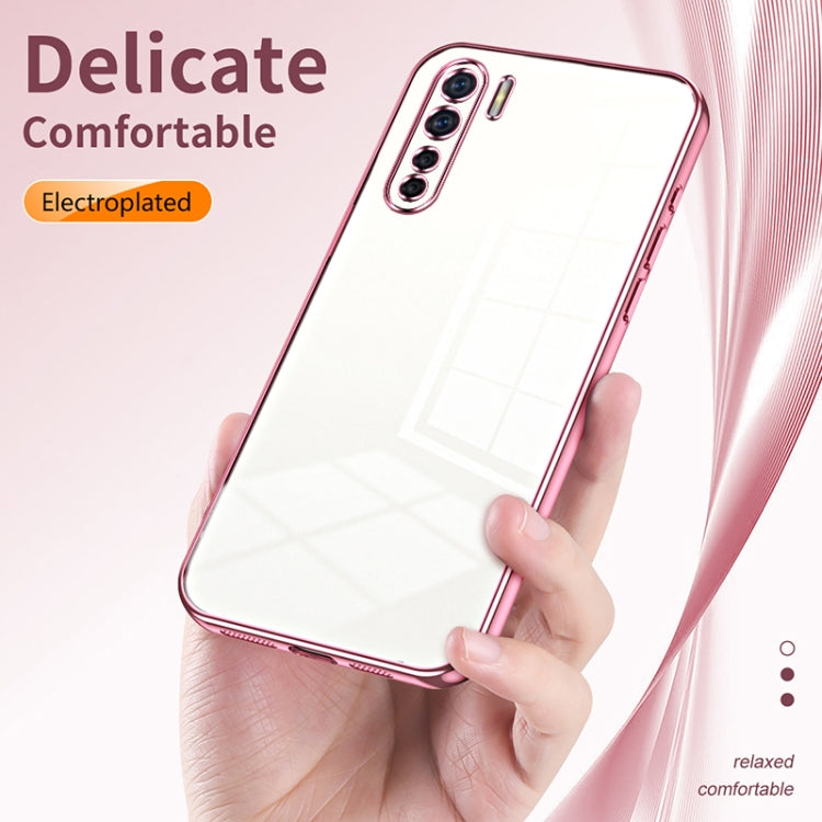 For OPPO A91 Transparent Plating Fine Hole Phone Case(Pink) - OPPO Cases by PMC Jewellery | Online Shopping South Africa | PMC Jewellery | Buy Now Pay Later Mobicred