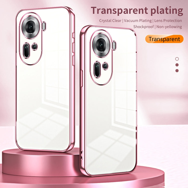 For OPPO Reno11 Global Transparent Plating Fine Hole Phone Case(Black) - OPPO Cases by PMC TechLife | Online Shopping South Africa | PMC TechLife | Buy Now Pay Later Mobicred