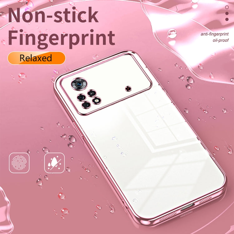 For Xiaomi Poco X4 Pro 5G Transparent Plating Fine Hole Phone Case(Purple) - Xiaomi Cases by PMC Jewellery | Online Shopping South Africa | PMC Jewellery | Buy Now Pay Later Mobicred