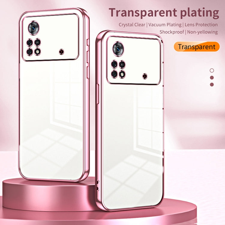 For Xiaomi Poco X4 Pro 5G Transparent Plating Fine Hole Phone Case(Pink) - Xiaomi Cases by PMC Jewellery | Online Shopping South Africa | PMC Jewellery