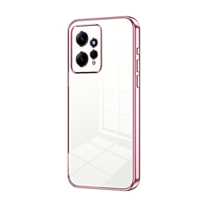 For Xiaomi Redmi Note 12 4G Transparent Plating Fine Hole Phone Case(Pink) - Xiaomi Cases by PMC Jewellery | Online Shopping South Africa | PMC Jewellery | Buy Now Pay Later Mobicred