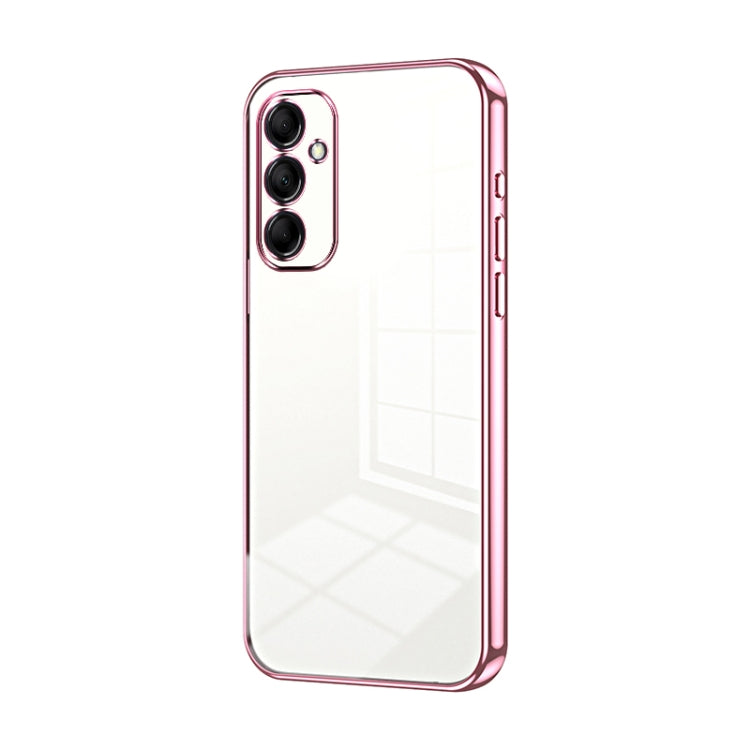 For Samsung Galaxy M14 Transparent Plating Fine Hole Phone Case(Pink) - Galaxy Phone Cases by PMC Jewellery | Online Shopping South Africa | PMC Jewellery | Buy Now Pay Later Mobicred